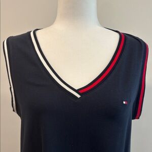 Tommy Hilfiger Navy Sleeveless Dress with Red and White Trim